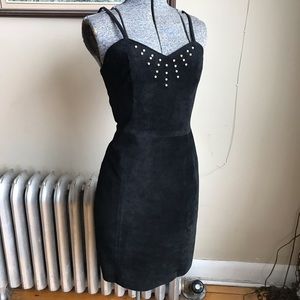 VINTAGE Real Suede Leather Fitted Dress